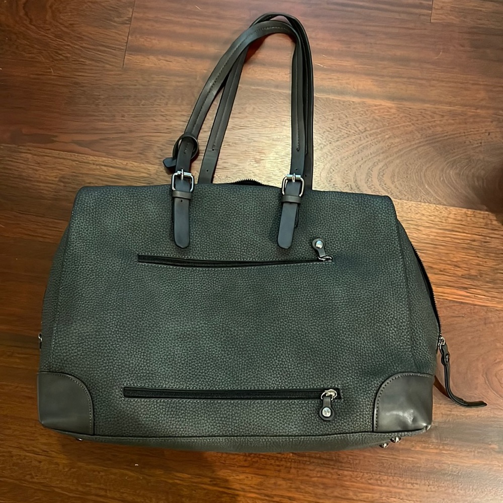 Bugatti Gray Textured Faux Leather Laptop Tote